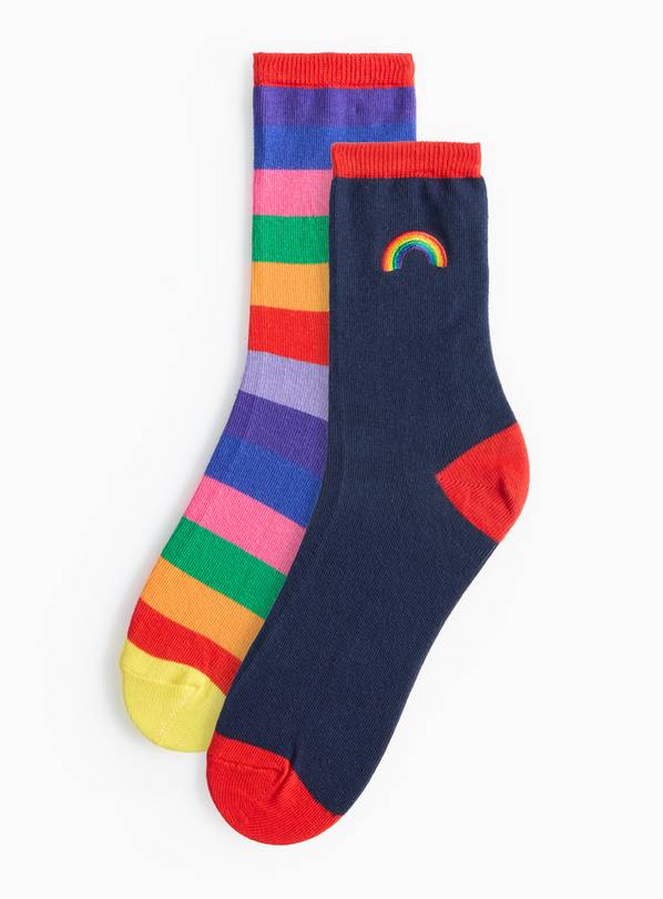 Pride Rainbow Ankle Socks 2 Pack 4-8